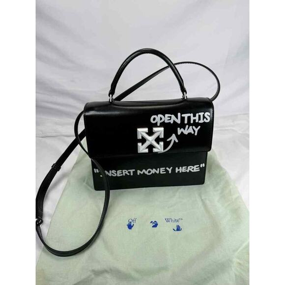 Off White Jitney 1.4 Top Handle Black "Insert Money Here" SPB-TS 346775 - Picture 1 of 16